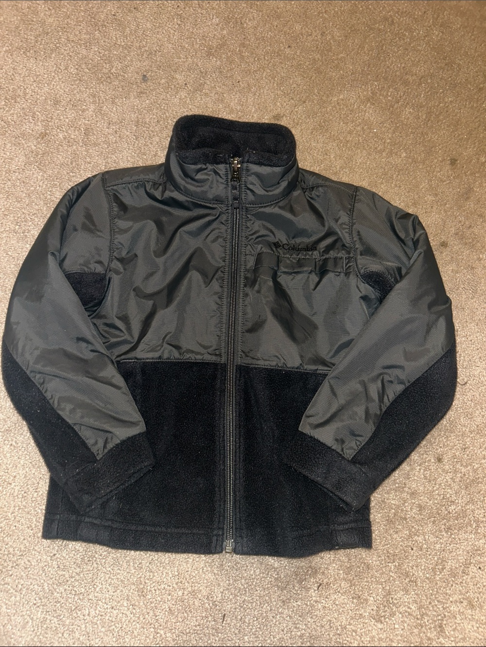 Columbia Black Kids' Two‑Tone Fleece-Trim lightweight Jacket